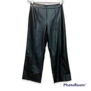 Bagatelle Black Leather High Rise Wide Leg Pants